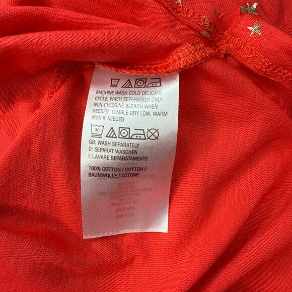 Candace Cameron Bure Longsleeve Red Top with Foil Star Print Size XS - Picture 5 of 5